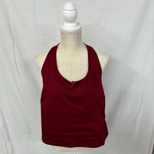Wild Fable Women's Sleeveless Halter Tank Top Burgundy Rose Detail
